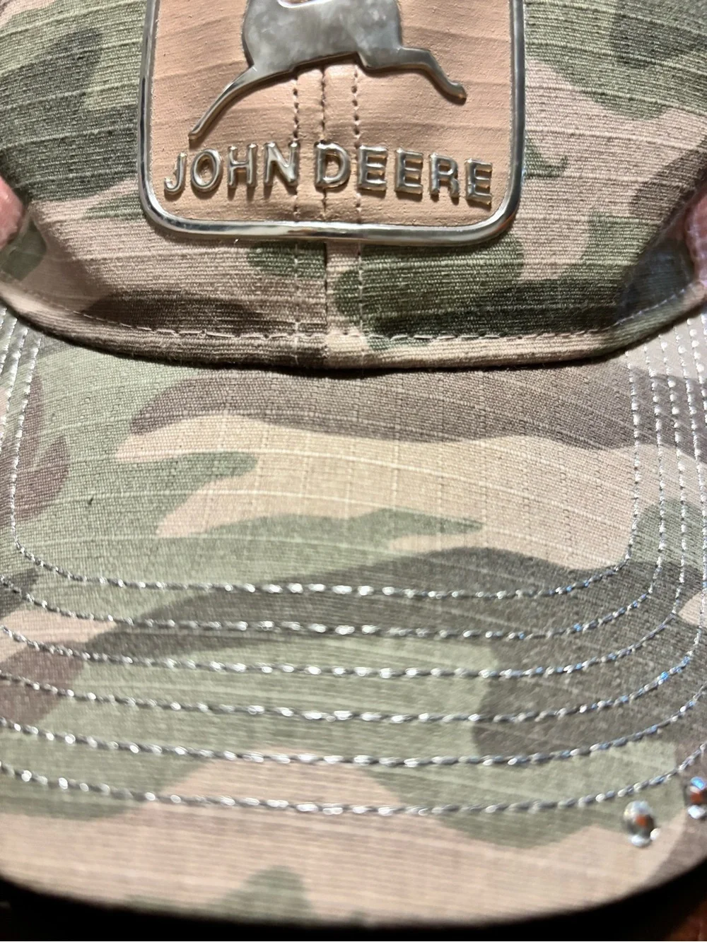John Deere Camo Hat with Pink Mesh Panels